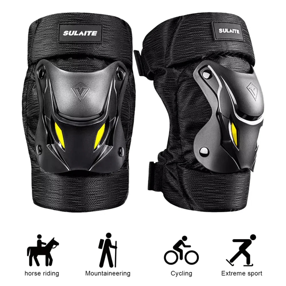 Mountain Biking Protective Gear - ชุดป้องกันเข่าและข้อศอกสำหรับรถจักรยานยนต์ไฟฟ้า 1 คู่ สำหรับการแข่งขันมอเตอร์ครอส สีดำ สำหรับการปั่นจักรยานเสือภูเขาและการแข่งขัน