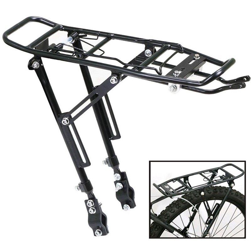 Mountain Biking Bag - 1PC Alloy ด้านหลังจักรยาน Rack Carrier กระเป๋ากระเป๋าเดินทางจักรยานเสือภูเขาสีดํา