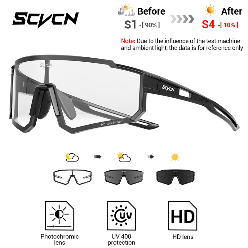 Mountain Biking Sunglasses - SCVCN ใหม่กลางแจ้ง Photochromic แว่นตาป้องกันขี่จักรยานแว่นตากันแดด MTB จักรยานแว่นตาผู้ชายผู้หญิงกีฬาจักรยาน